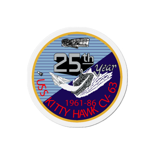 25th year USS Kitty Hawk CV 63 (U.S. Navy) Die-Cut Magnet-2" x 2"-The Sticker Space