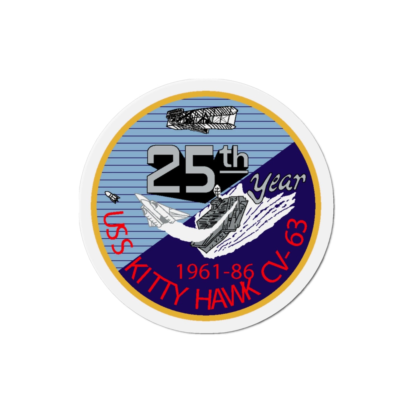 25th year USS Kitty Hawk CV 63 (U.S. Navy) Die-Cut Magnet-3" x 3"-The Sticker Space