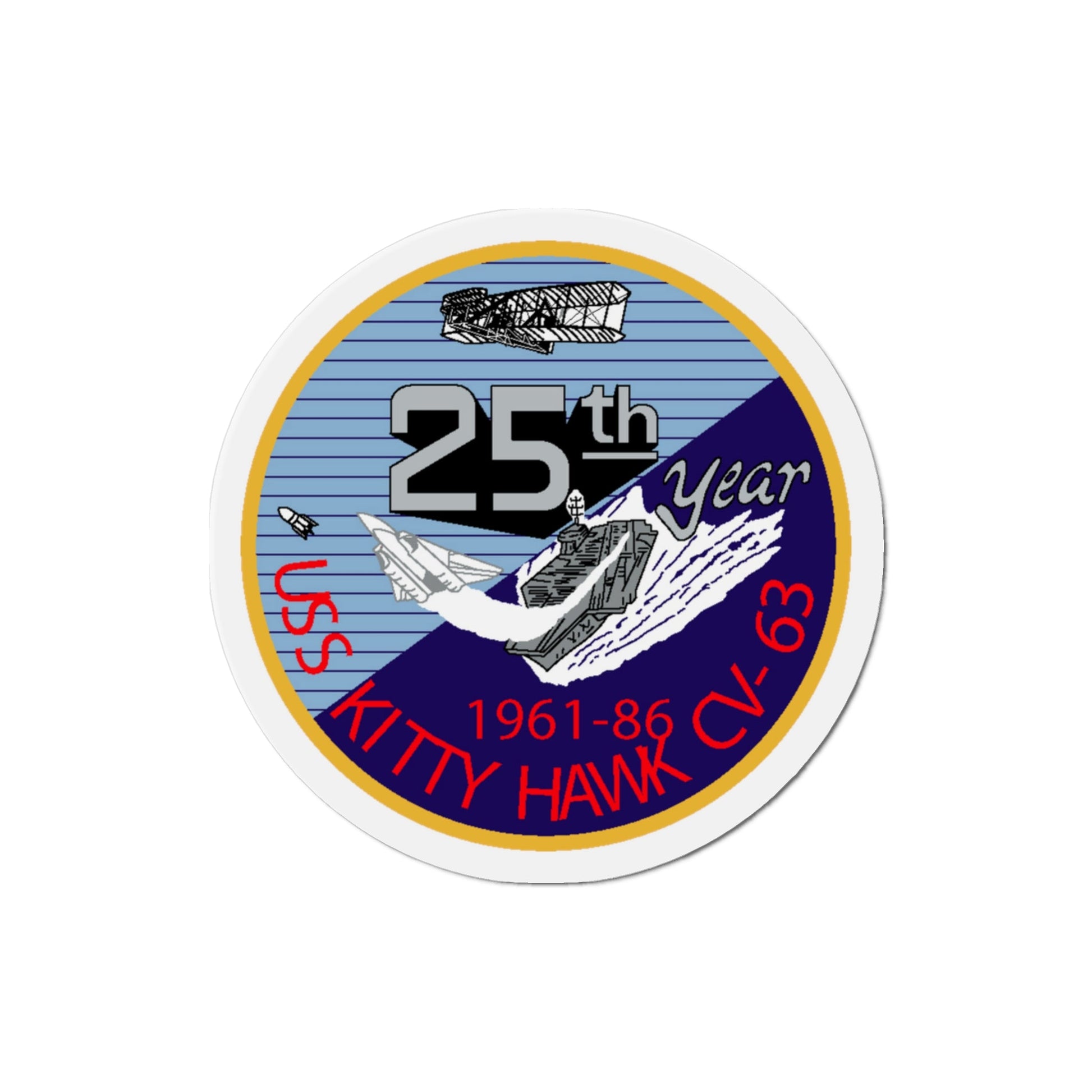 25th year USS Kitty Hawk CV 63 (U.S. Navy) Die-Cut Magnet-3" x 3"-The Sticker Space