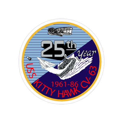 25th year USS Kitty Hawk CV 63 (U.S. Navy) Transparent STICKER Die-Cut Vinyl Decal-2 Inch-The Sticker Space