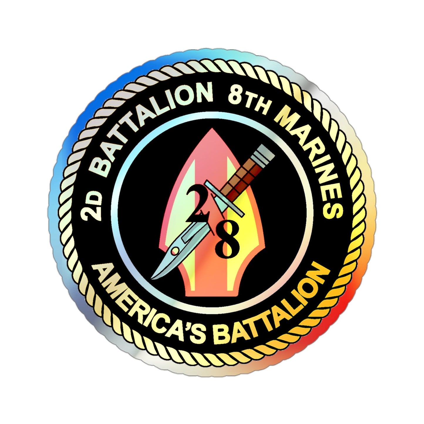 2d Battalion 8th Marines (USMC) Holographic STICKER Die-Cut Vinyl Decal-3 Inch-The Sticker Space