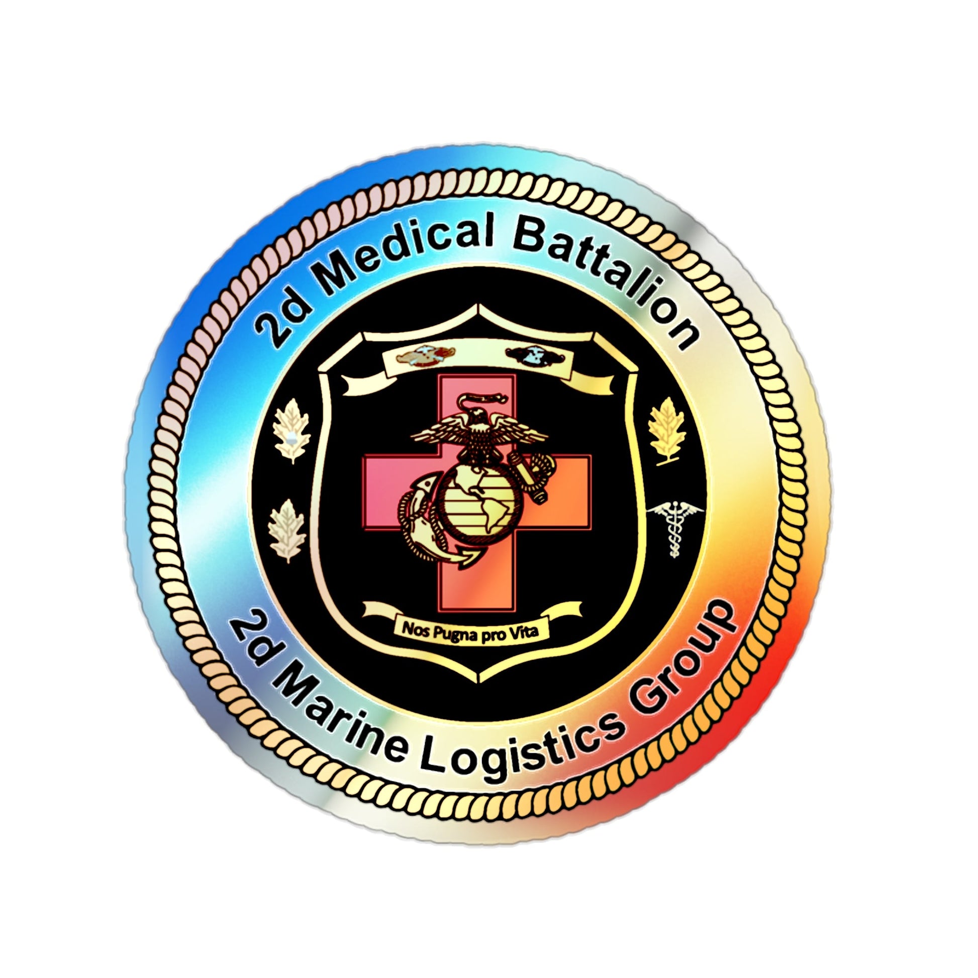 2d Medical Battalion 2d Marine Logistical Group (USMC) Holographic STICKER Die-Cut Vinyl Decal-2 Inch-The Sticker Space