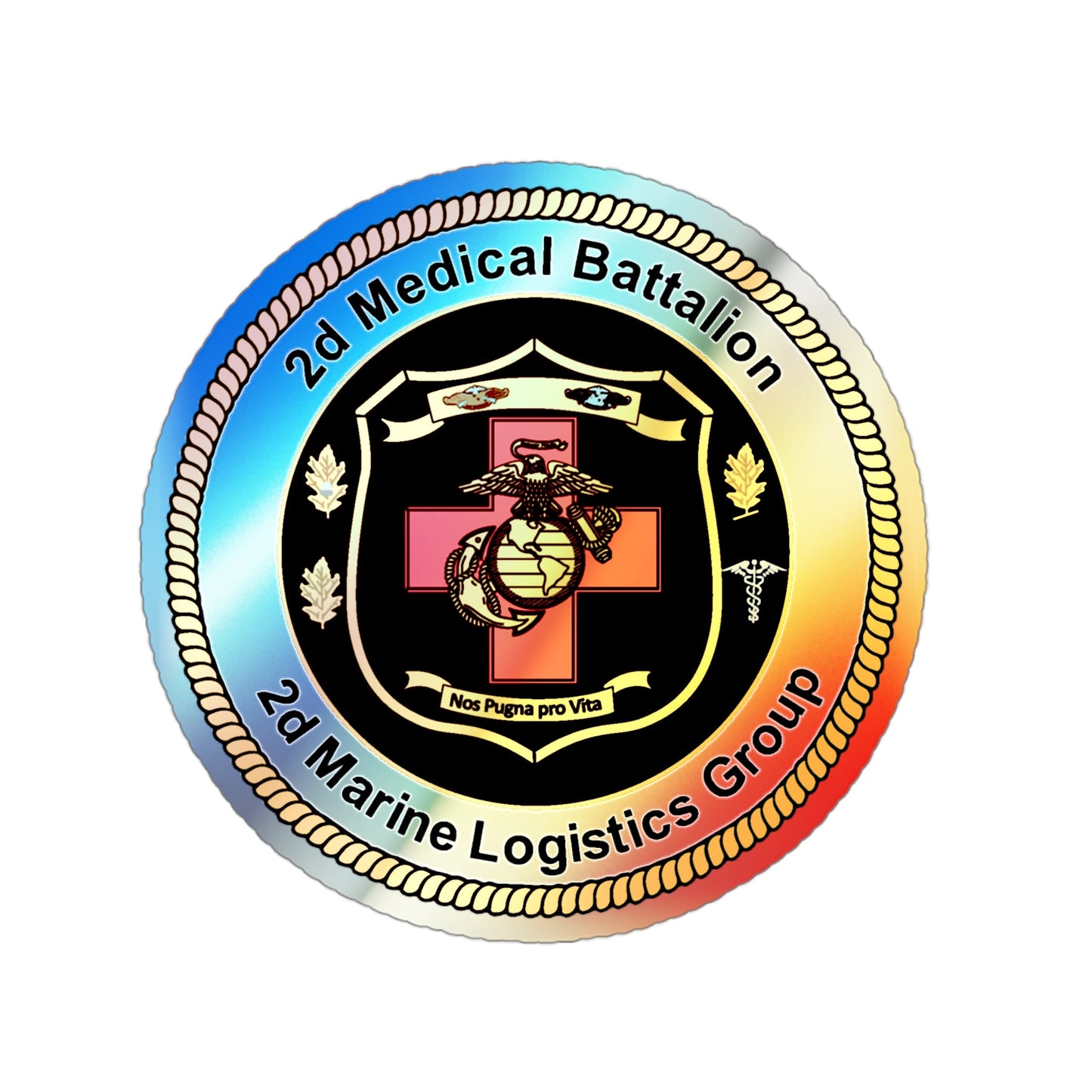 2d Medical Battalion 2d Marine Logistical Group (USMC) Holographic STICKER Die-Cut Vinyl Decal-3 Inch-The Sticker Space