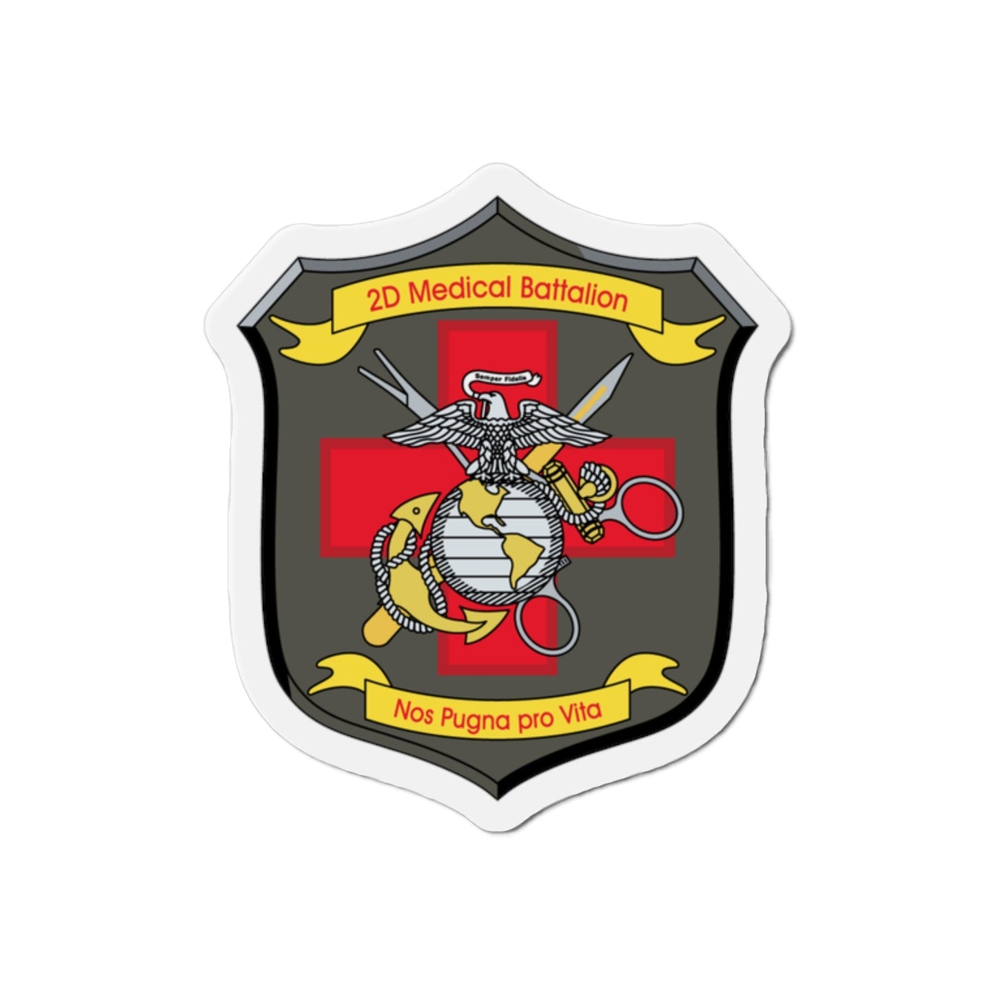 2d Medical Battalion Nos Pugna Pro Vita (USMC) Die-Cut Magnet-2 Inch-The Sticker Space
