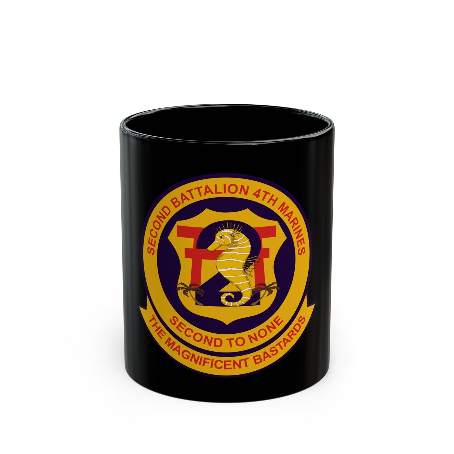 2nd Bat 4th Marines (USMC) Black Coffee Mug-11oz-The Sticker Space