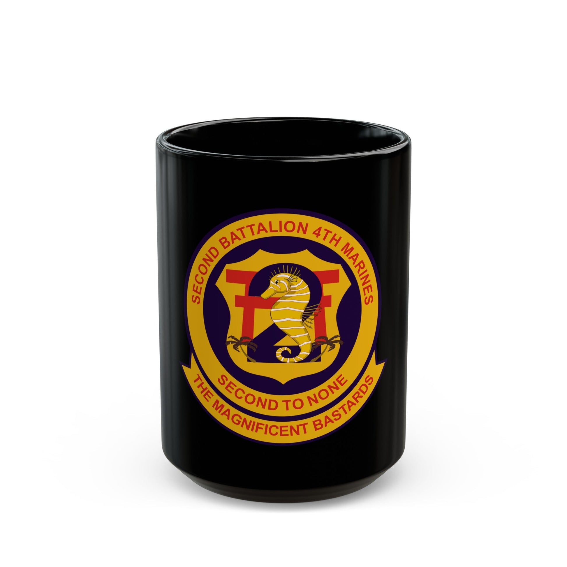 2nd Bat 4th Marines (USMC) Black Coffee Mug-15oz-The Sticker Space