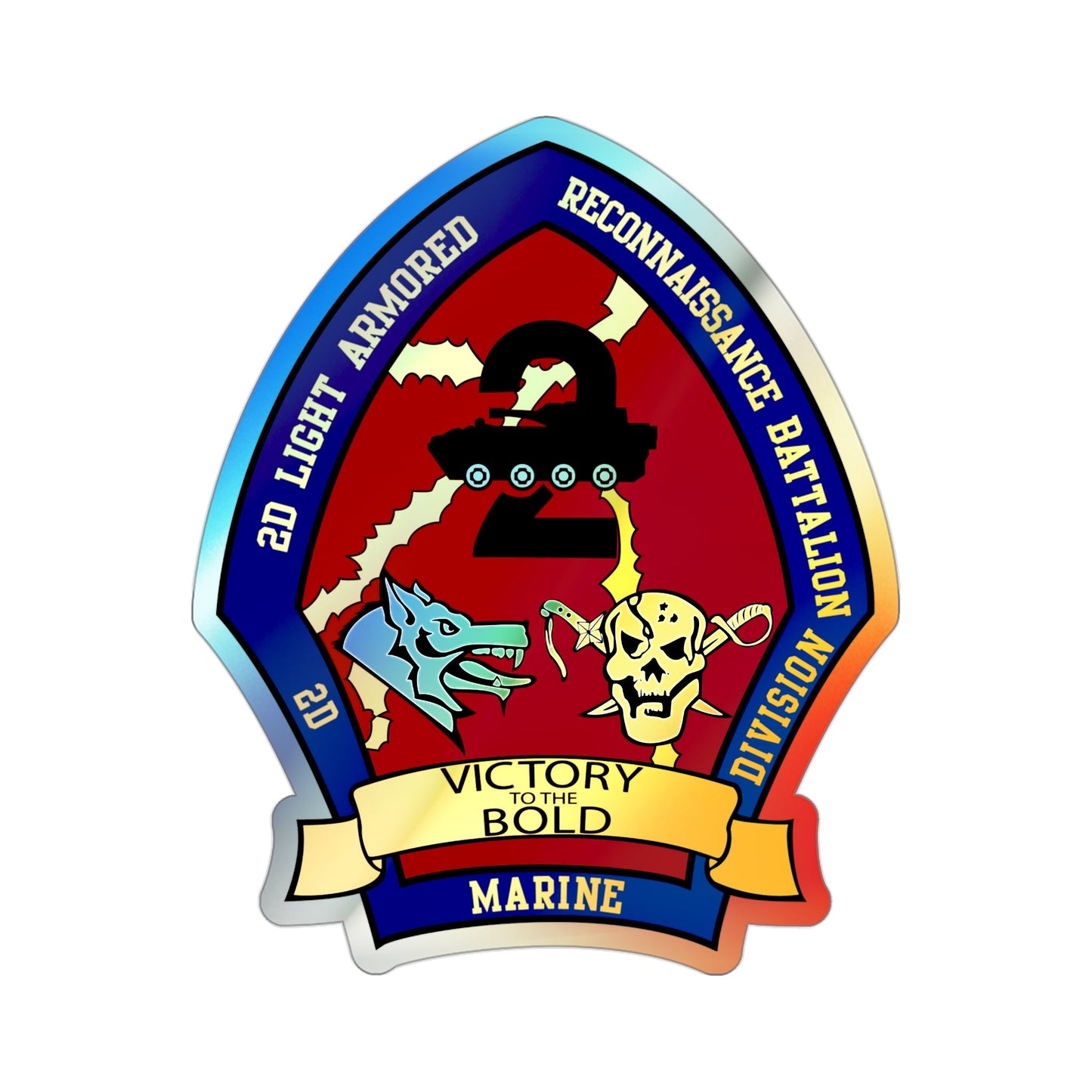 2nd Light Armored Recon Battalion 2nd Marines (USMC) Holographic STICKER Die-Cut Vinyl Decal-3 Inch-The Sticker Space