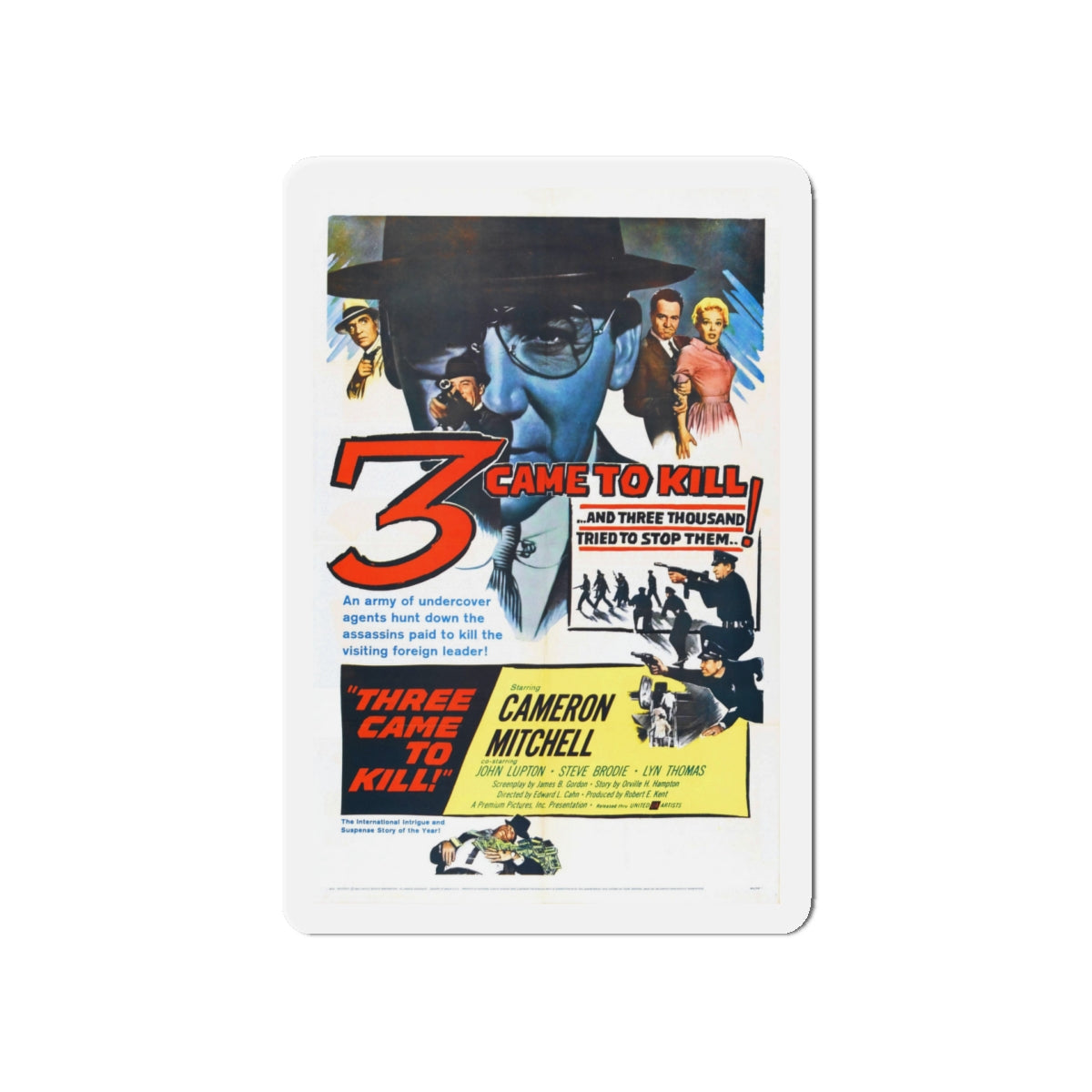 3 CAME TO KILL 1960 Movie Poster - Die-Cut Magnet-5" x 5"-The Sticker Space