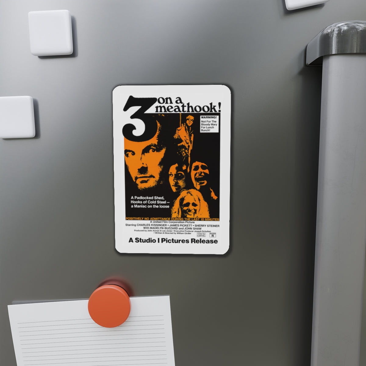 3 ON A MEATHOOK! 1972 Movie Poster - Die-Cut Magnet-The Sticker Space
