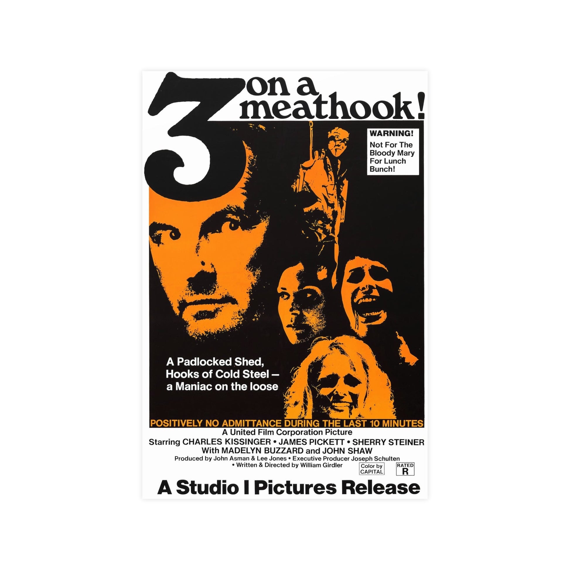 3 ON A MEATHOOK! 1972 - Paper Movie Poster-12″ x 18″ (Vertical)-The Sticker Space
