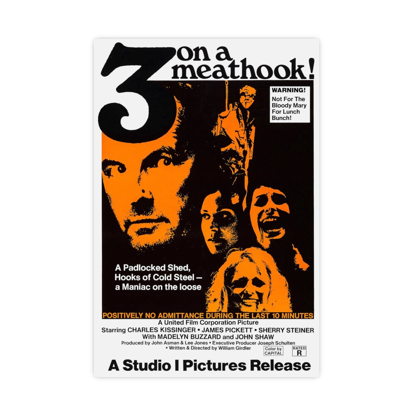 3 ON A MEATHOOK! 1972 - Paper Movie Poster-16″ x 24″ (Vertical)-The Sticker Space