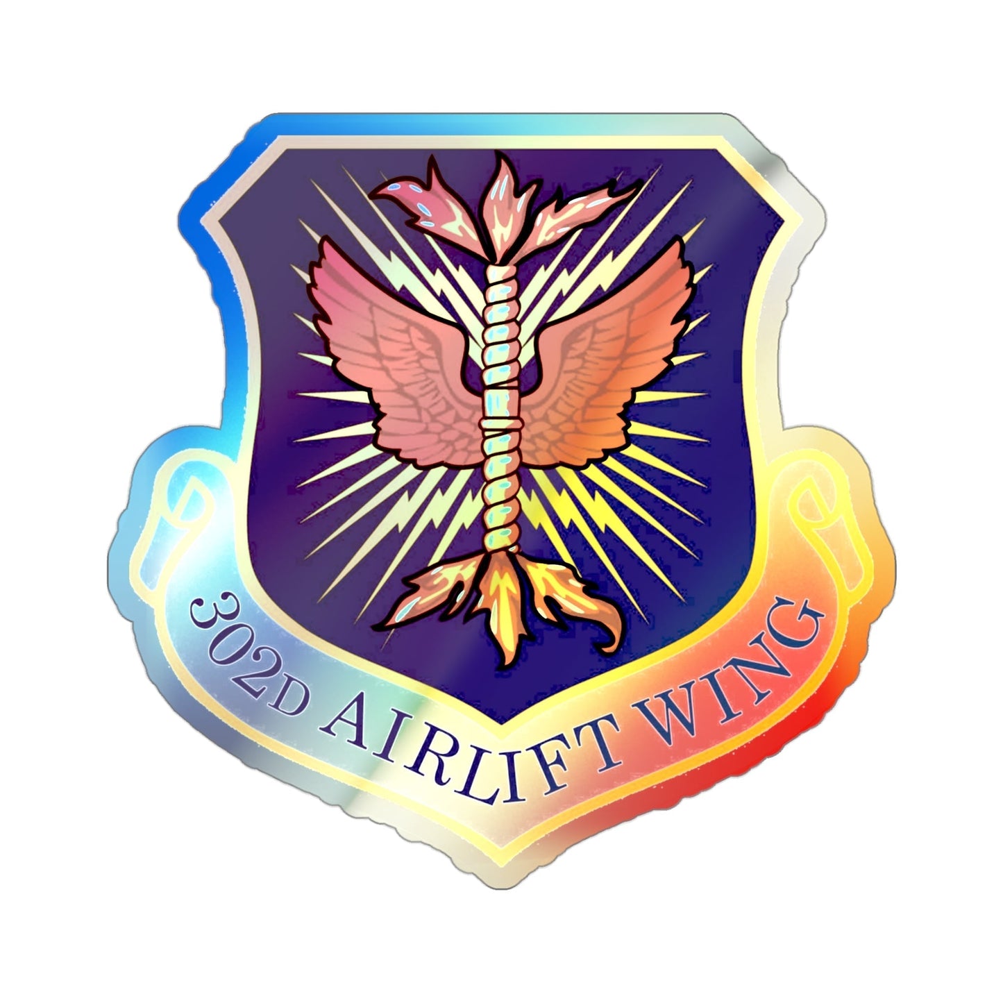 302d Airlift Wing (U.S. Air Force) Holographic STICKER Die-Cut Vinyl Decal-3 Inch-The Sticker Space
