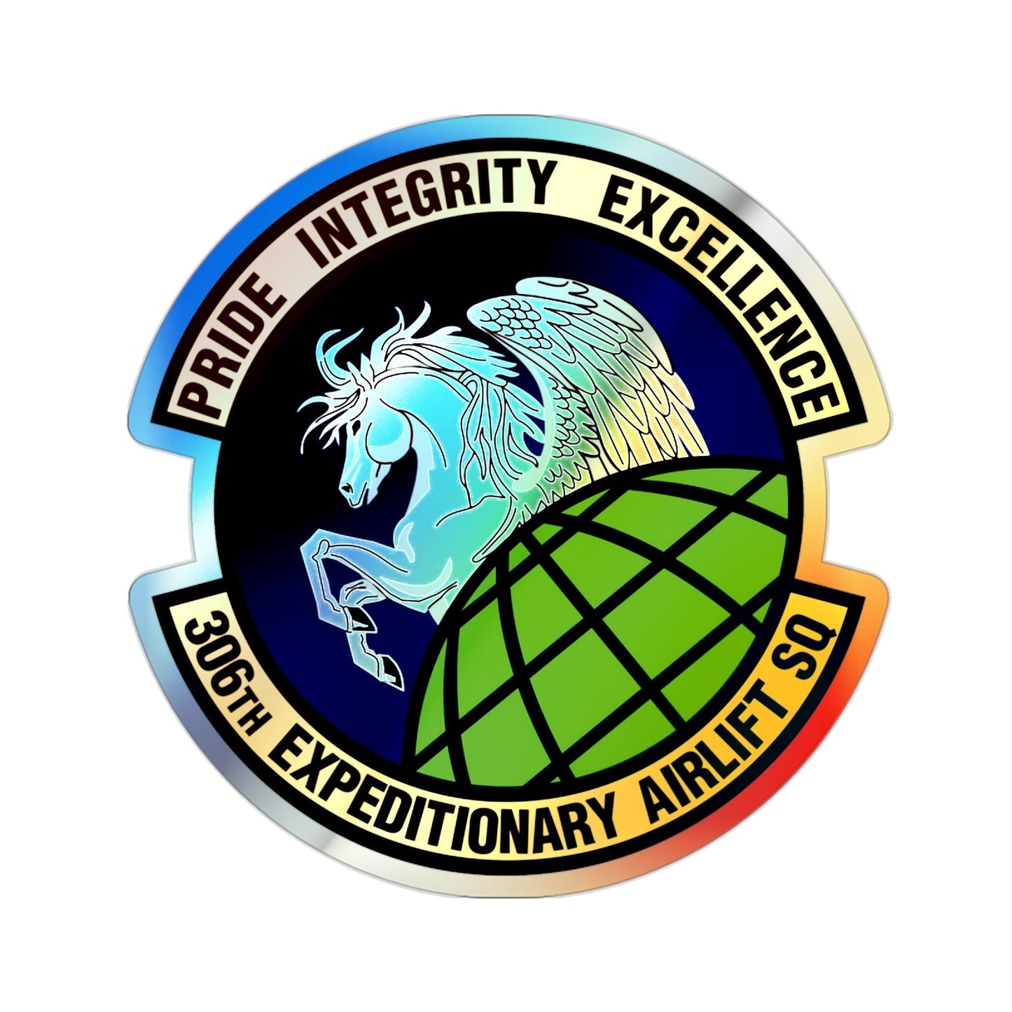 306th Expeditionary Airlift Squadron (U.S. Air Force) Holographic STICKER Die-Cut Vinyl Decal-2 Inch-The Sticker Space