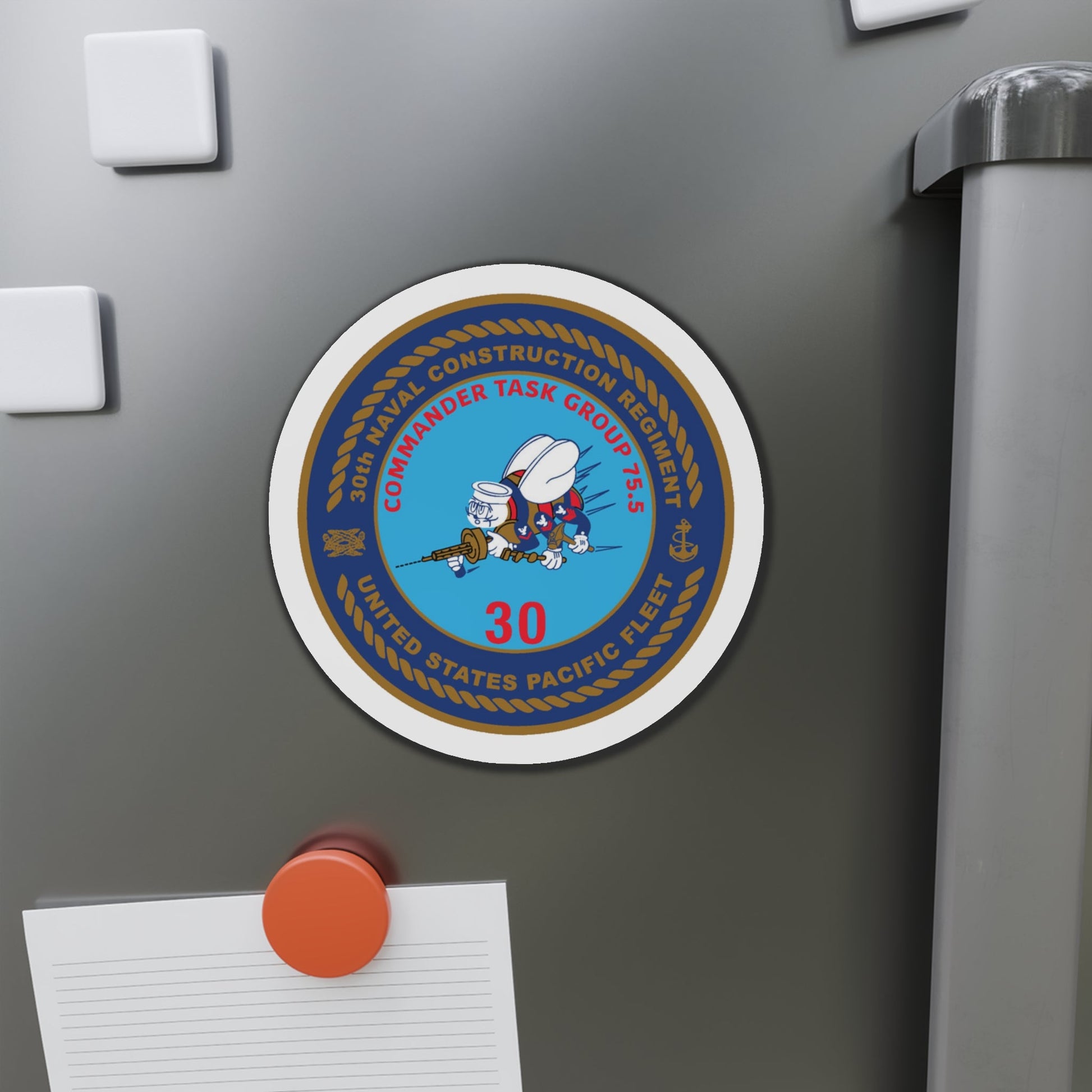 30TH NCR USPACFLT Seabee (U.S. Navy) Die-Cut Magnet-The Sticker Space