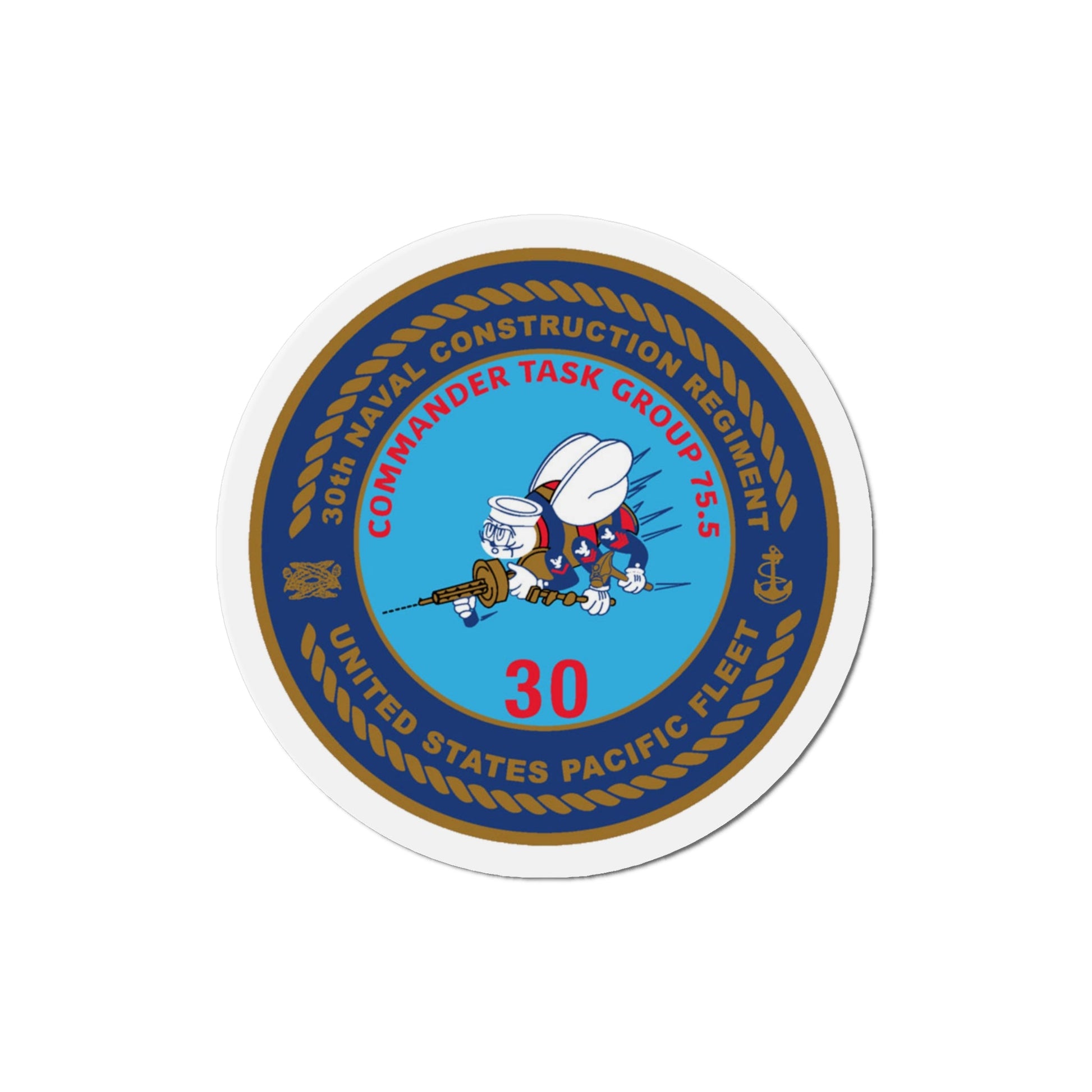 30TH NCR USPACFLT Seabee (U.S. Navy) Die-Cut Magnet-4" x 4"-The Sticker Space