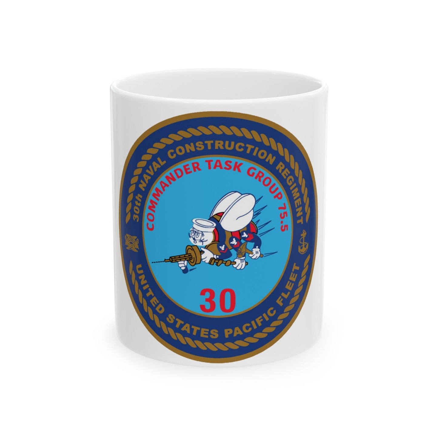 30TH NCR USPACFLT Seabee (U.S. Navy) White Coffee Mug-11oz-The Sticker Space