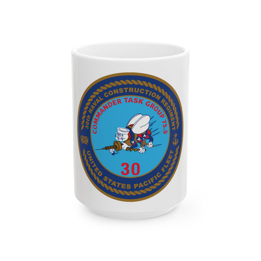 30TH NCR USPACFLT Seabee (U.S. Navy) White Coffee Mug-15oz-The Sticker Space