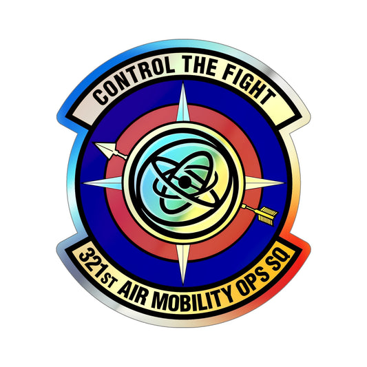 321 Air Mobility Operations Squadron (U.S. Air Force) Holographic STICKER Die-Cut Vinyl Decal-6 Inch-The Sticker Space