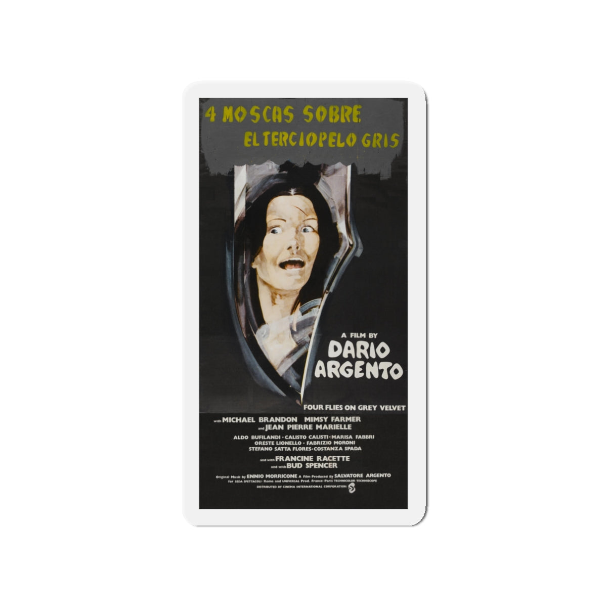 4 FLIES ON GREY VELVET (FOREIGN) 1971 Movie Poster - Die-Cut Magnet-3" x 3"-The Sticker Space