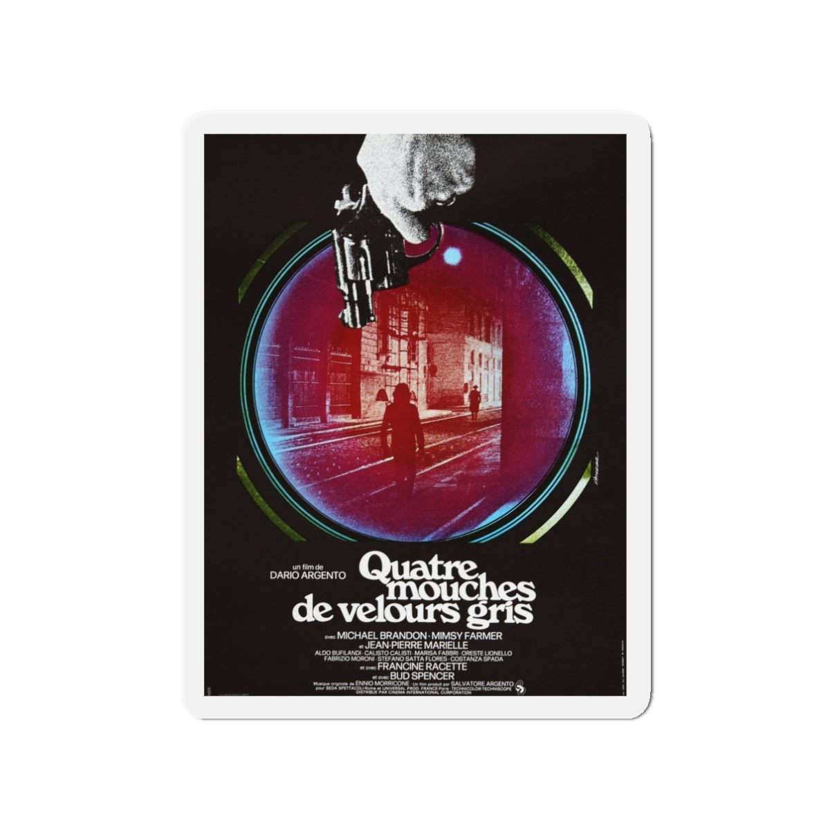 4 FLIES ON GREY VELVET (FRENCH) 1971 Movie Poster - Die-Cut Magnet-3" x 3"-The Sticker Space
