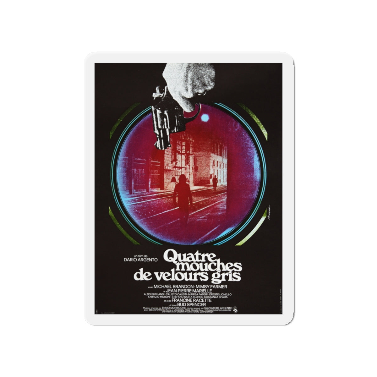 4 FLIES ON GREY VELVET (FRENCH) 1971 Movie Poster - Die-Cut Magnet-4" x 4"-The Sticker Space
