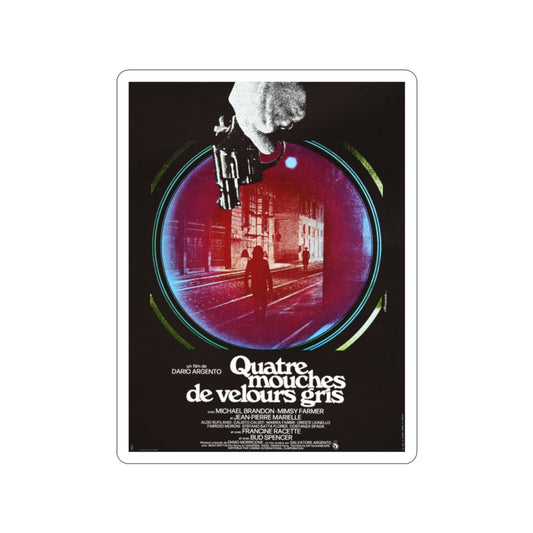 4 FLIES ON GREY VELVET (FRENCH) 1971 Movie Poster STICKER Vinyl Die-Cut Decal-2 Inch-The Sticker Space