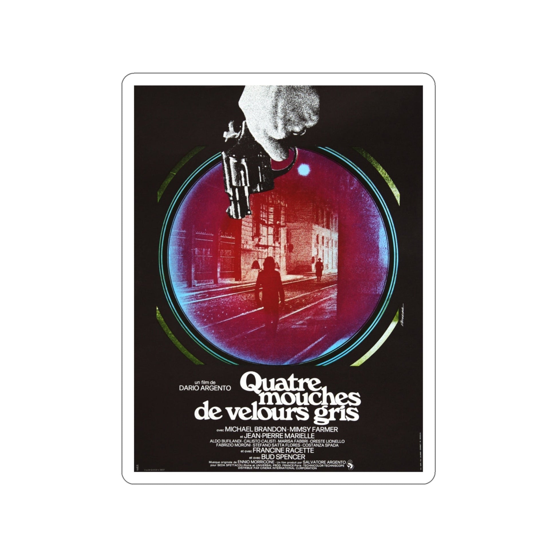 4 FLIES ON GREY VELVET (FRENCH) 1971 Movie Poster STICKER Vinyl Die-Cut Decal-4 Inch-The Sticker Space