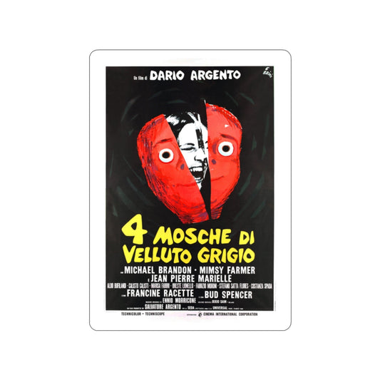 4 FLIES ON GREY VELVET (ITALIAN) 1971 Movie Poster STICKER Vinyl Die-Cut Decal-2 Inch-The Sticker Space