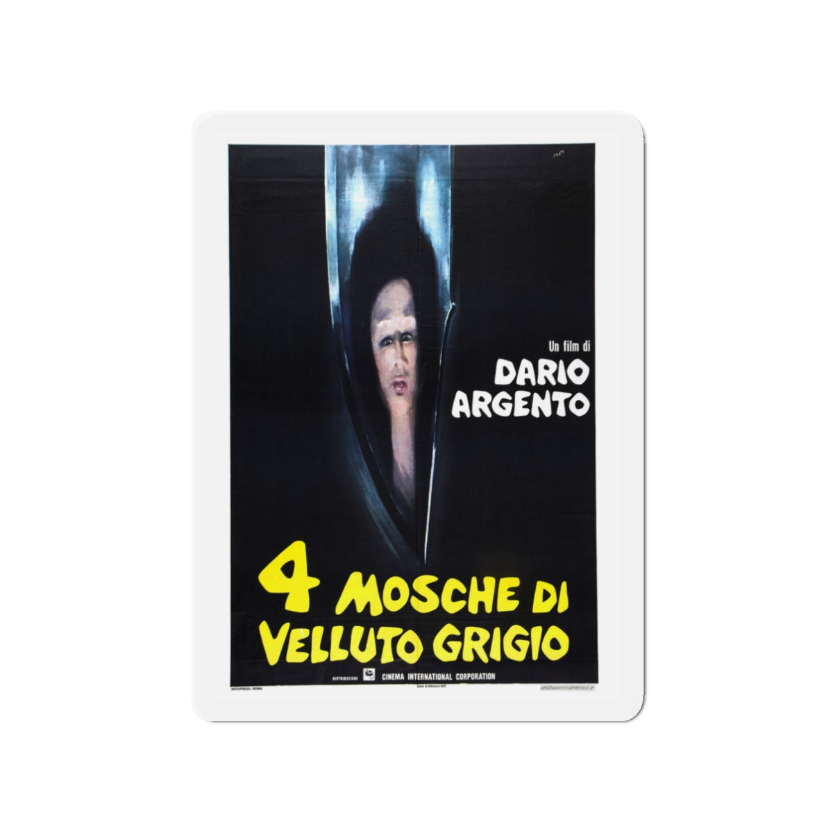 4 FLIES ON GREY VELVET (ITALIAN) 2 1971 Movie Poster - Die-Cut Magnet-3" x 3"-The Sticker Space