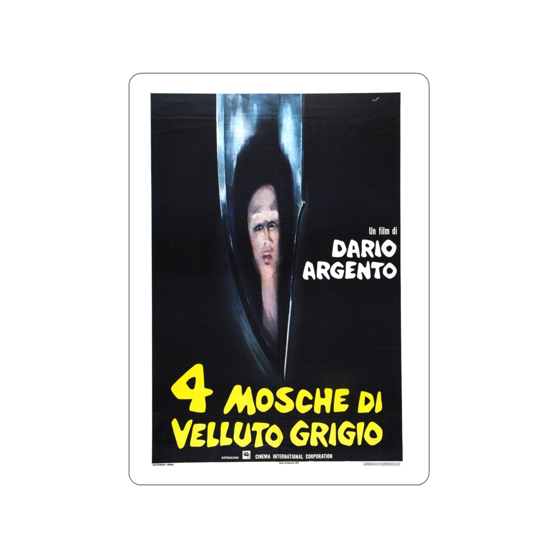 4 FLIES ON GREY VELVET (ITALIAN) v2 1971 Movie Poster STICKER Vinyl Die-Cut Decal-4 Inch-The Sticker Space