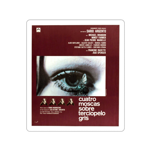 4 FLIES ON GREY VELVET (SPANISH) 1971 Movie Poster STICKER Vinyl Die-Cut Decal-2 Inch-The Sticker Space