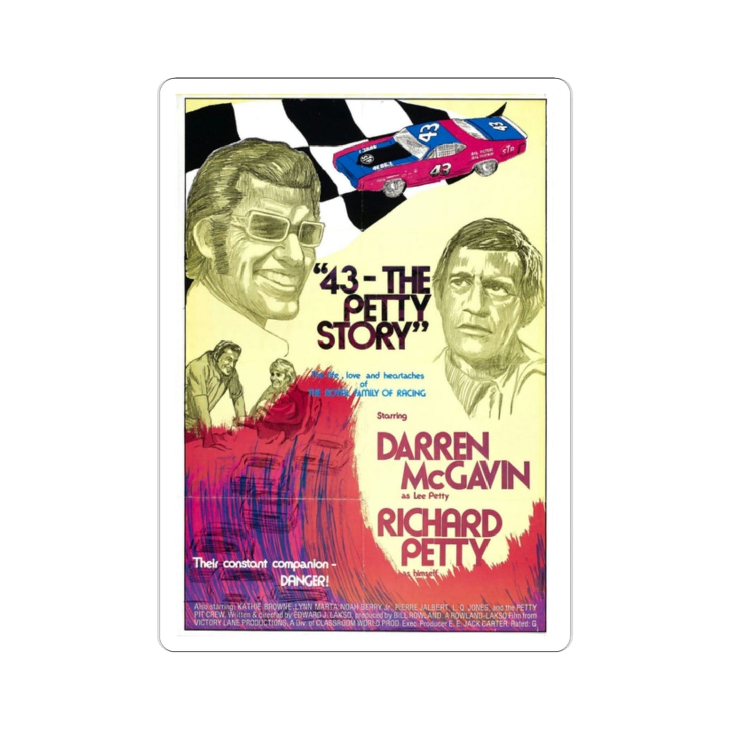 43 The Richard Petty Story 1974 Movie Poster STICKER Vinyl Die-Cut Decal-2 Inch-The Sticker Space