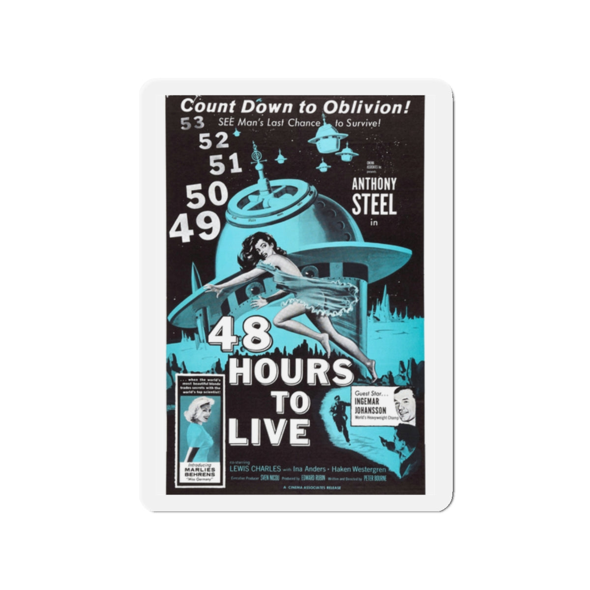 48 HOURS TO LIVE 1959 Movie Poster - Die-Cut Magnet-2" x 2"-The Sticker Space