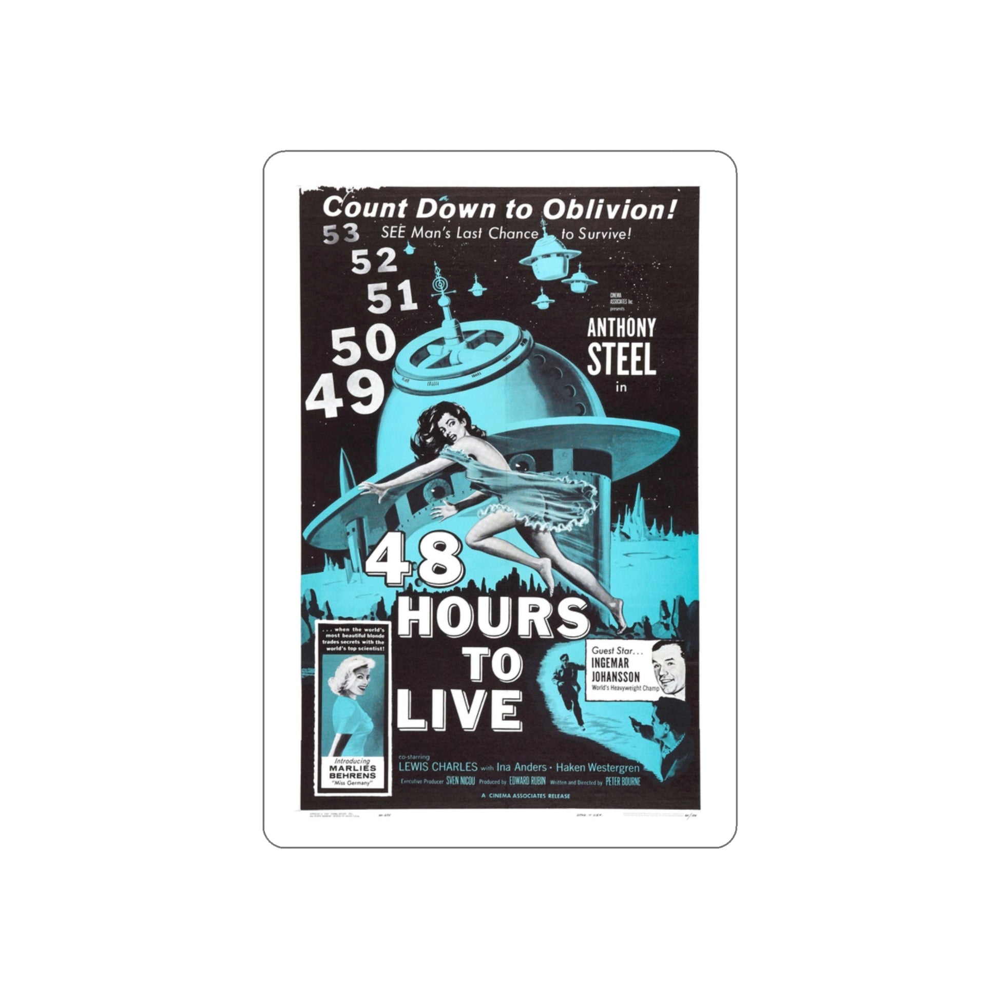 48 HOURS TO LIVE 1959 Movie Poster STICKER Vinyl Die-Cut Decal-3 Inch-The Sticker Space