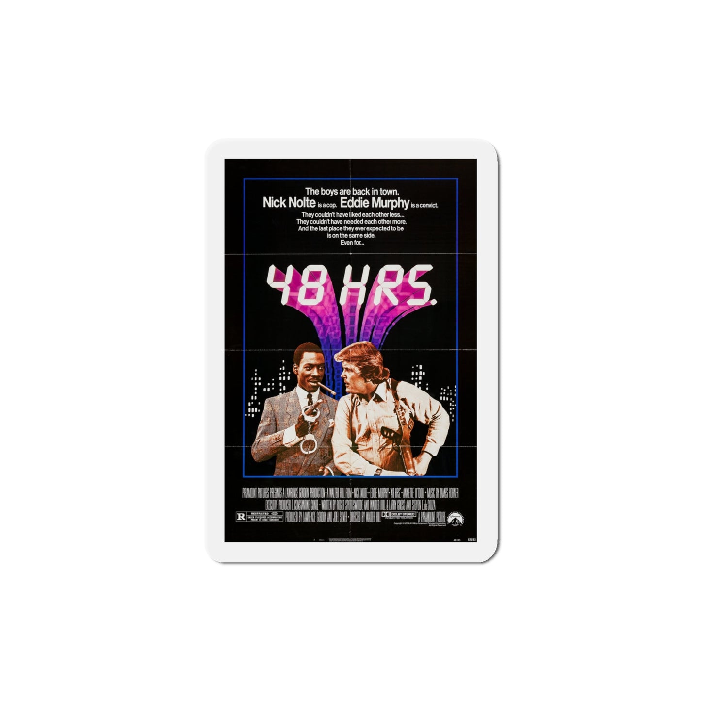 48 Hrs 1982 Movie Poster Die-Cut Magnet-4" x 4"-The Sticker Space