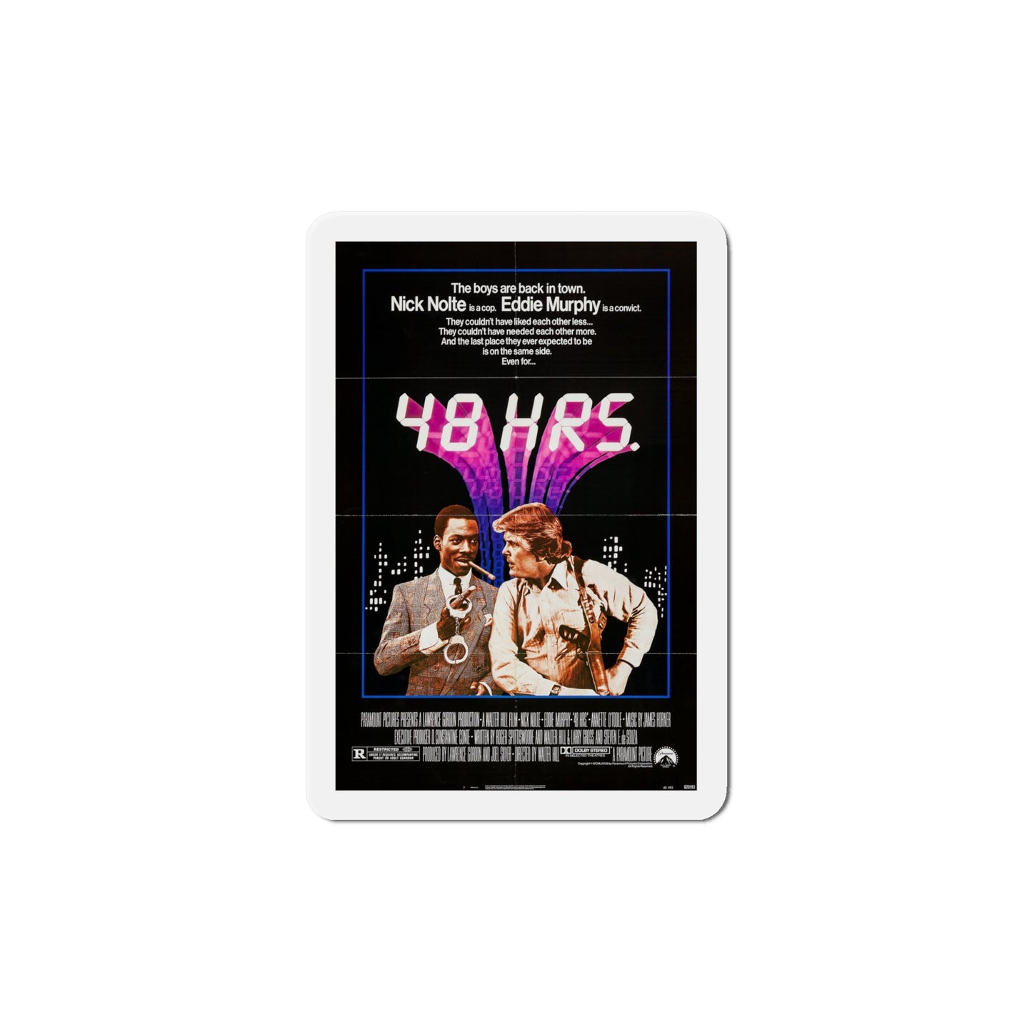 48 Hrs 1982 Movie Poster Die-Cut Magnet-6 × 6"-The Sticker Space