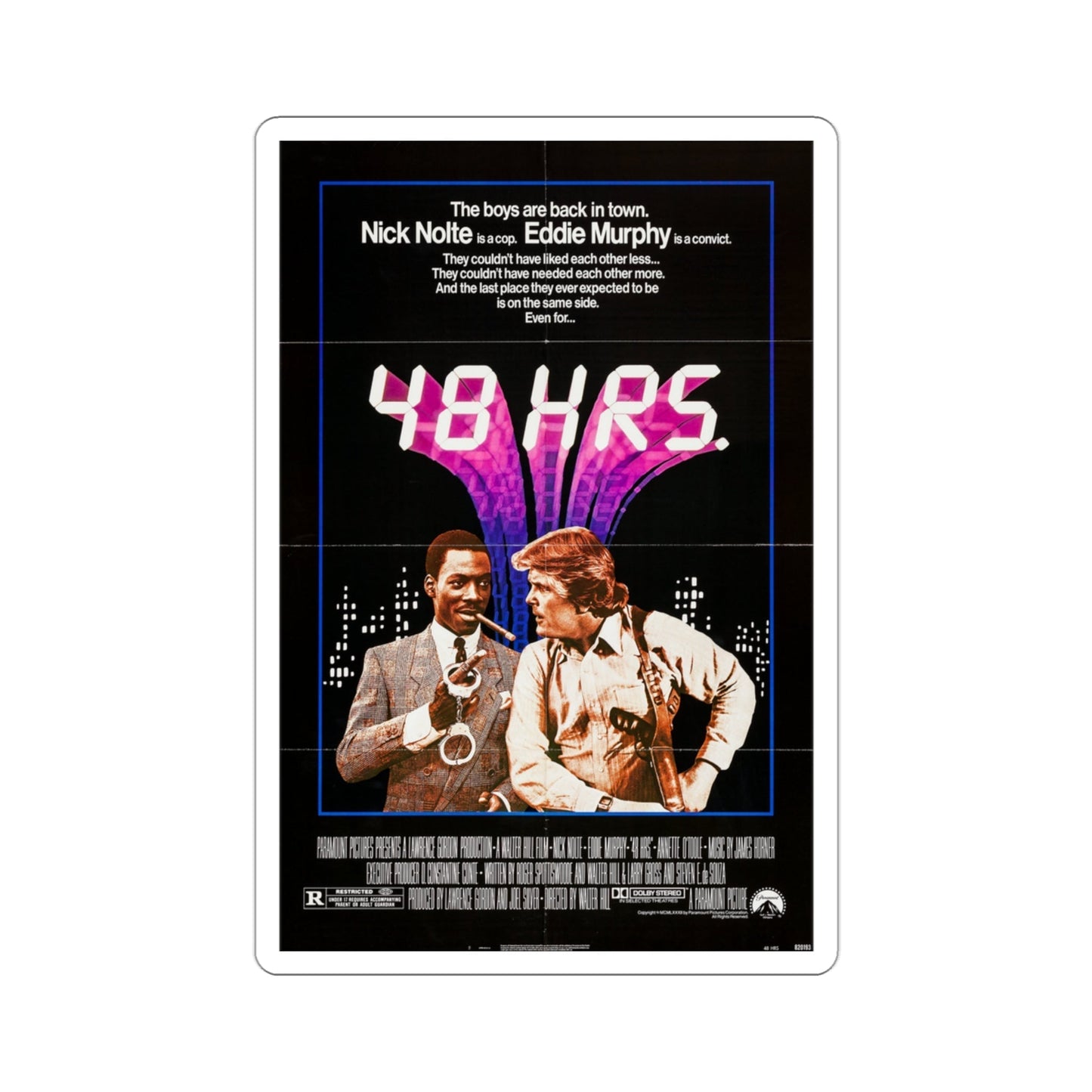48 Hrs 1982 Movie Poster STICKER Vinyl Die-Cut Decal-3 Inch-The Sticker Space