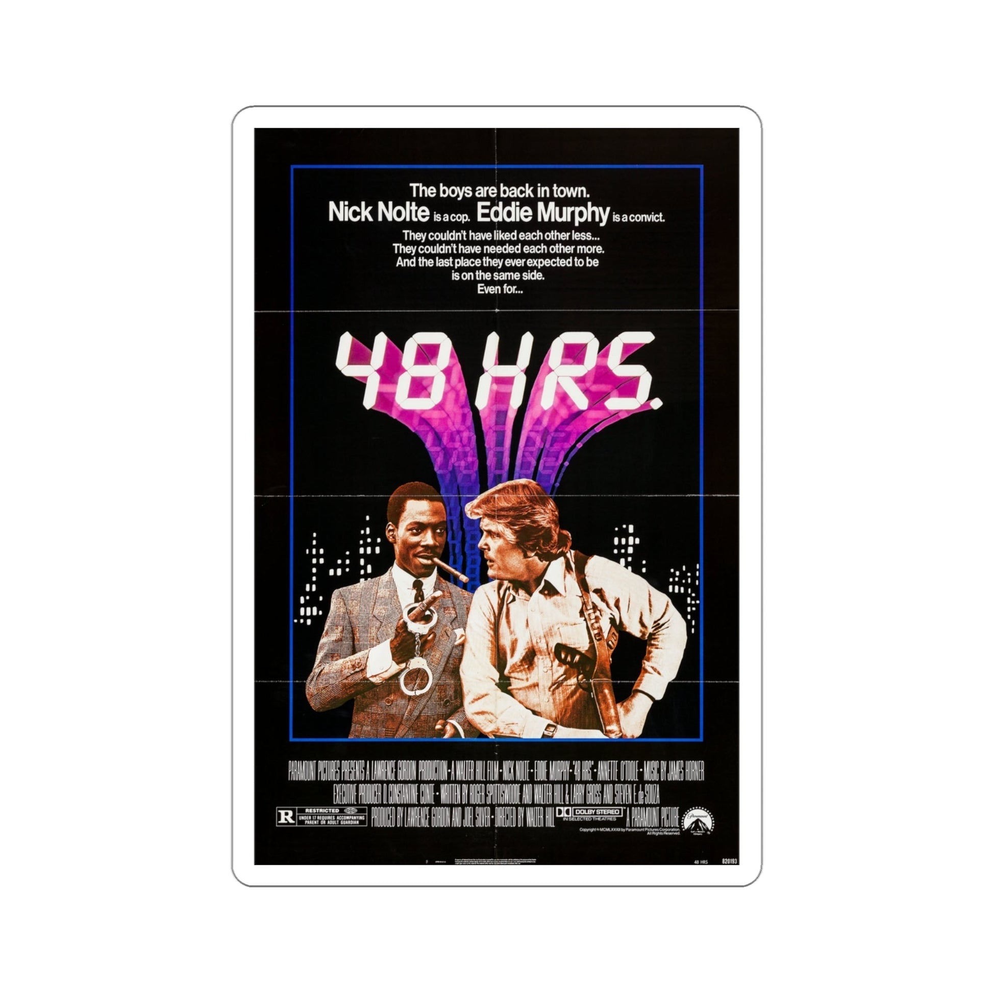 48 Hrs 1982 Movie Poster STICKER Vinyl Die-Cut Decal-4 Inch-The Sticker Space