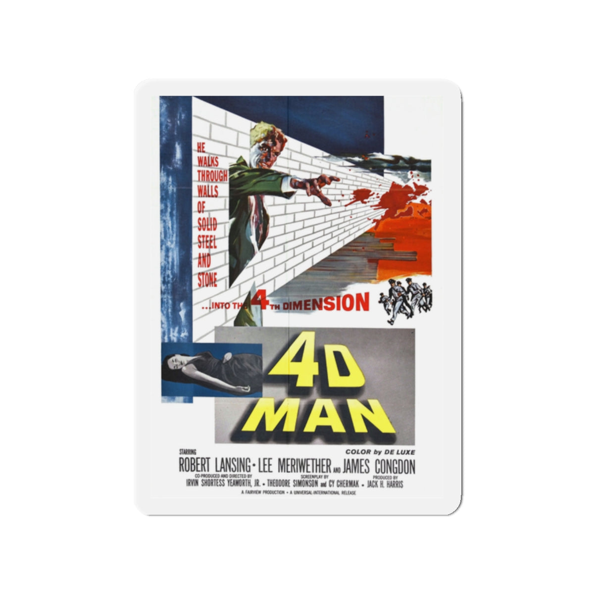 4D MAN 1959 Movie Poster - Die-Cut Magnet-2" x 2"-The Sticker Space