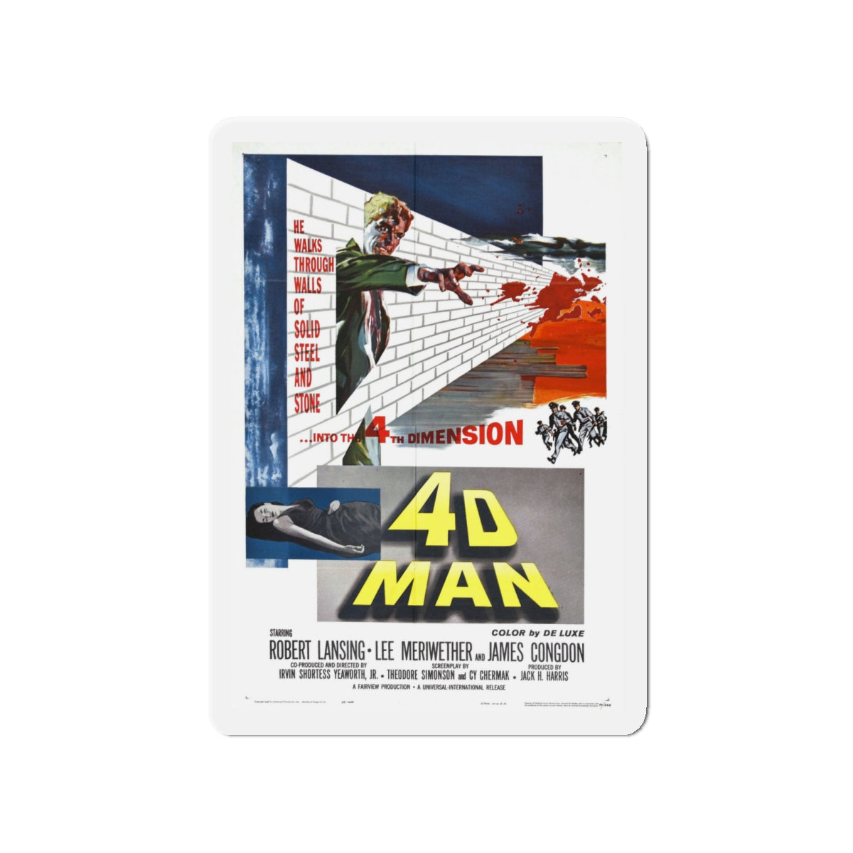 4D MAN 1959 Movie Poster - Die-Cut Magnet-4" x 4"-The Sticker Space