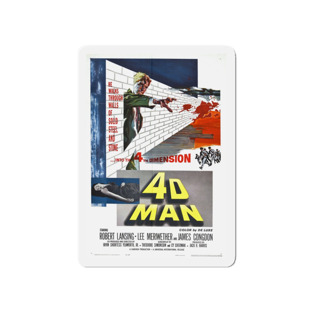 4D MAN 1959 Movie Poster - Die-Cut Magnet-5" x 5"-The Sticker Space
