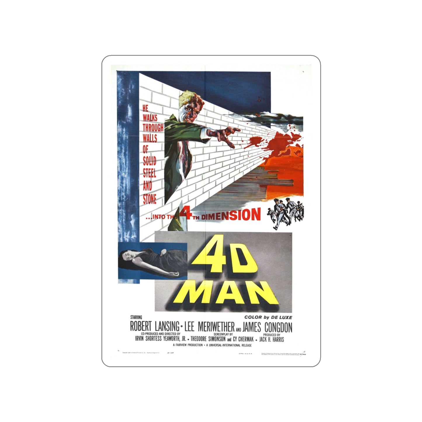 4D MAN 1959 Movie Poster STICKER Vinyl Die-Cut Decal-4 Inch-The Sticker Space