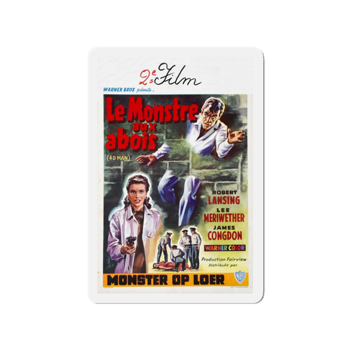 4D MAN (BELGIAN) 1959 Movie Poster - Die-Cut Magnet-3" x 3"-The Sticker Space
