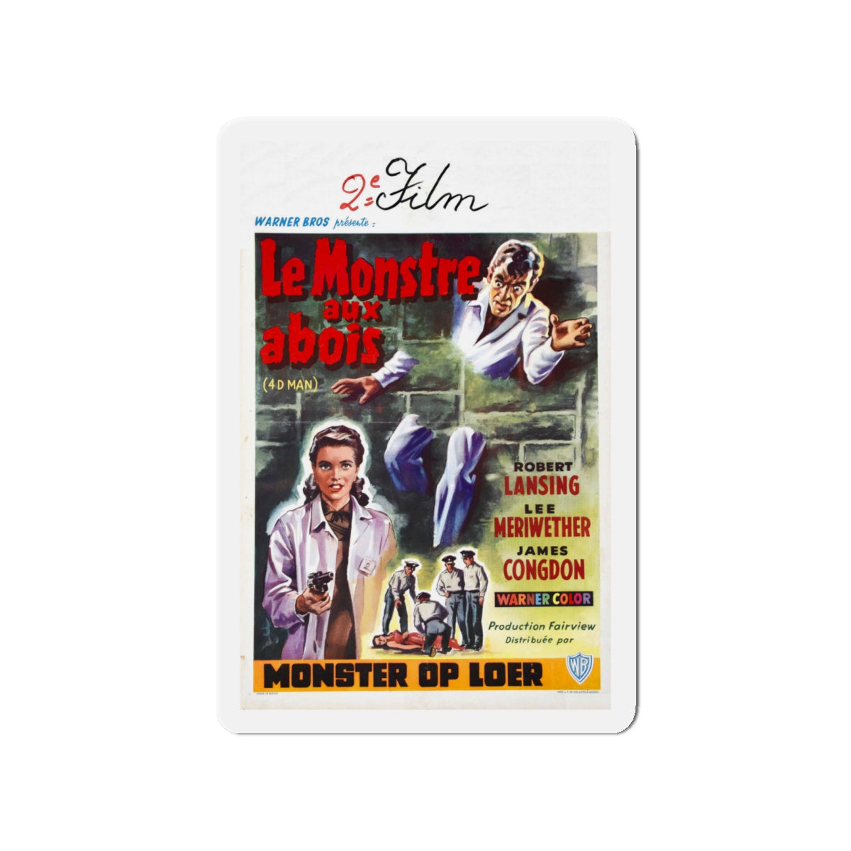 4D MAN (BELGIAN) 1959 Movie Poster - Die-Cut Magnet-4" x 4"-The Sticker Space