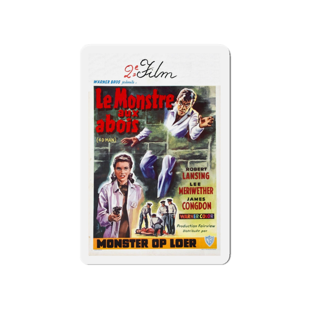 4D MAN (BELGIAN) 1959 Movie Poster - Die-Cut Magnet-5" x 5"-The Sticker Space