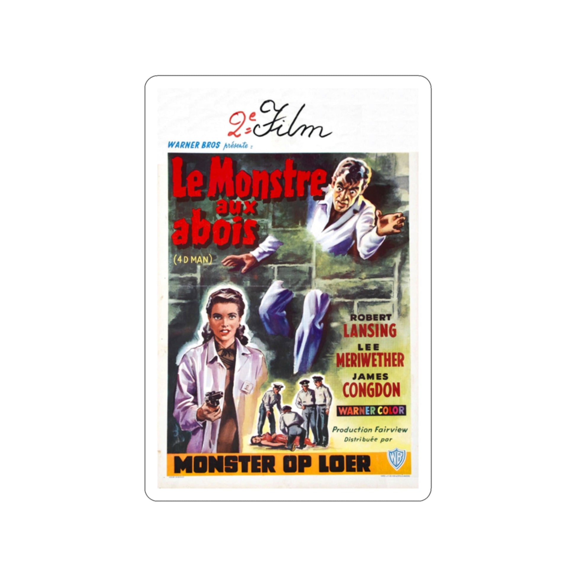 4D MAN (BELGIAN) 1959 Movie Poster STICKER Vinyl Die-Cut Decal-2 Inch-The Sticker Space