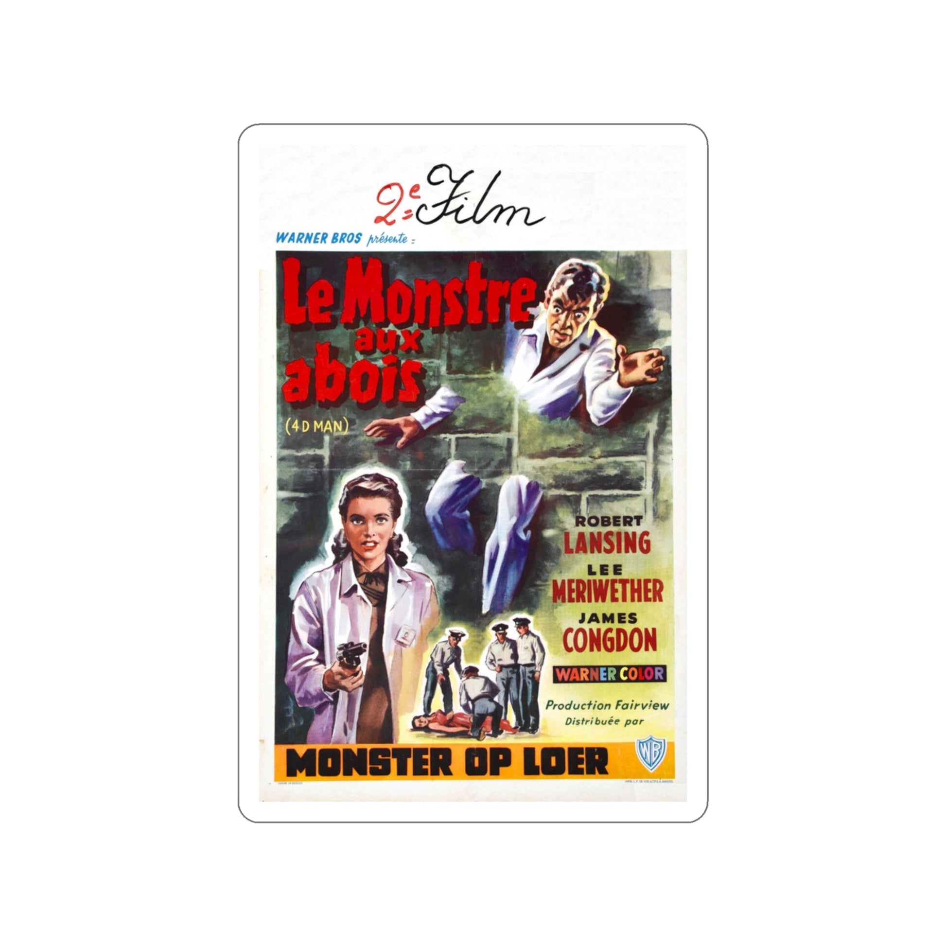 4D MAN (BELGIAN) 1959 Movie Poster STICKER Vinyl Die-Cut Decal-3 Inch-The Sticker Space
