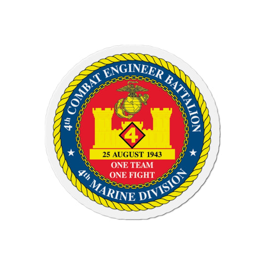4th Cmbt Eng Bn (USMC) Die-Cut Magnet-2 Inch-The Sticker Space