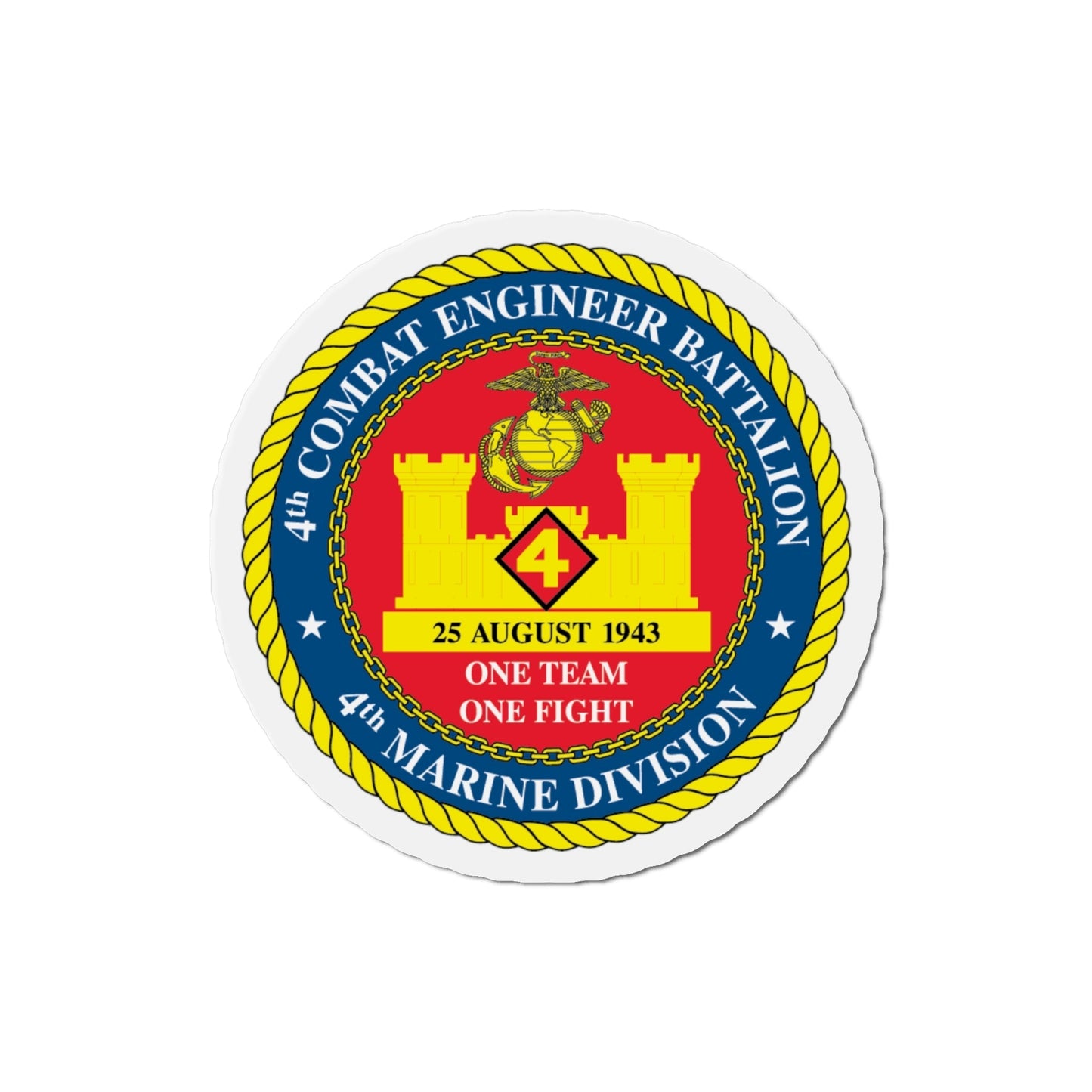 4th Cmbt Eng Bn (USMC) Die-Cut Magnet-4 Inch-The Sticker Space