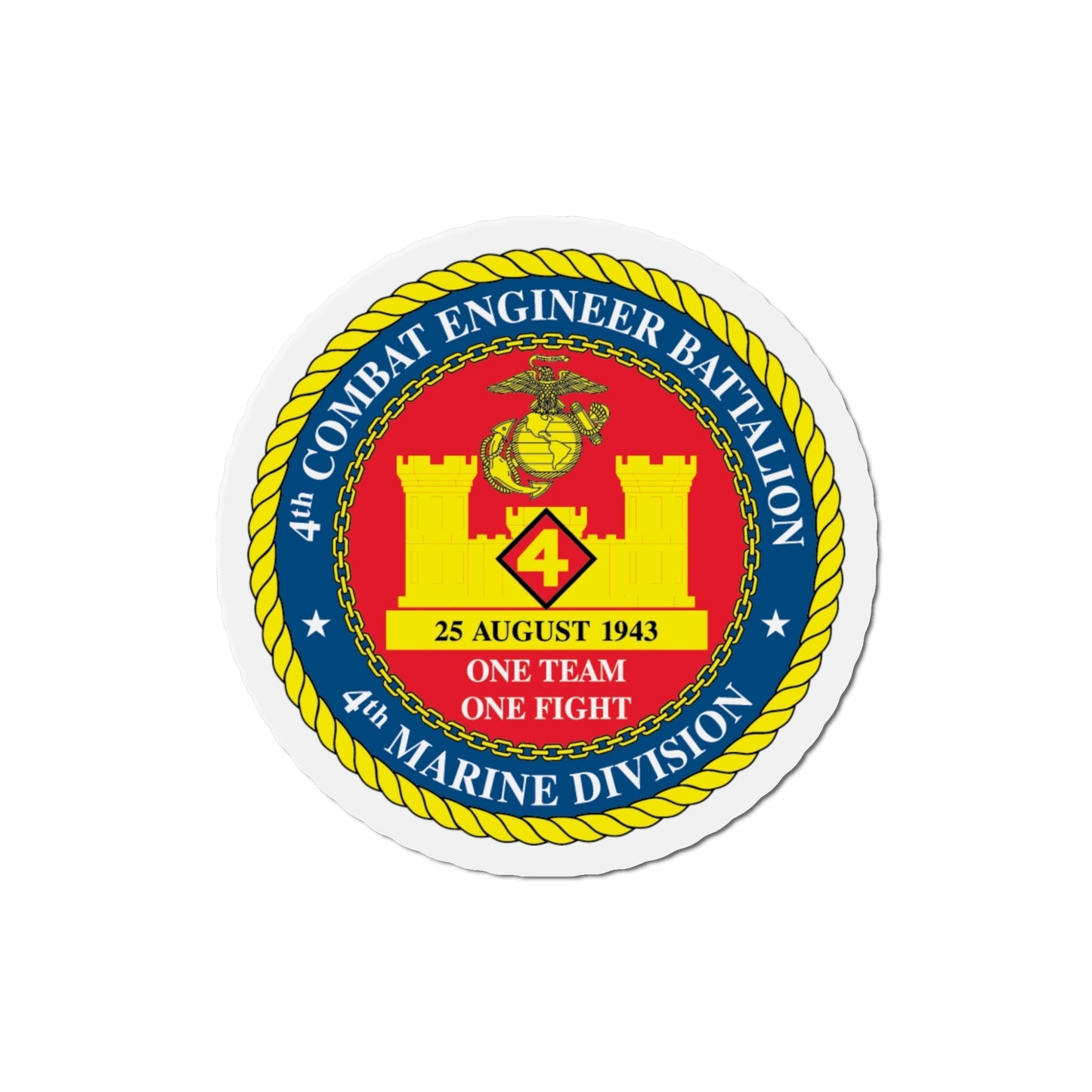 4th Cmbt Eng Bn (USMC) Die-Cut Magnet-5 Inch-The Sticker Space